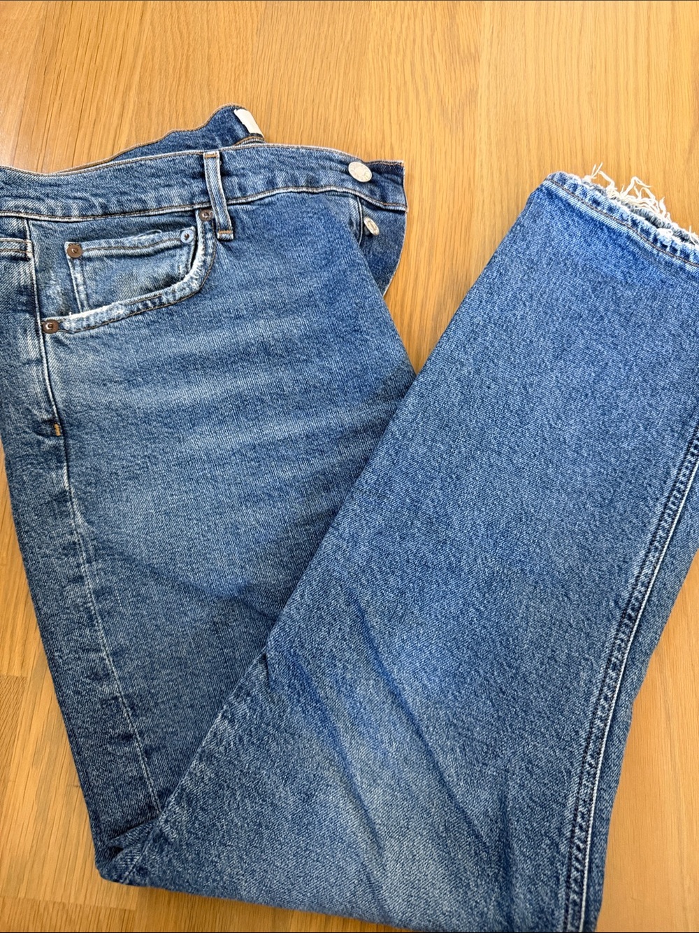 Agolde Women's Cropped Ankle Jeans in Blue Denim